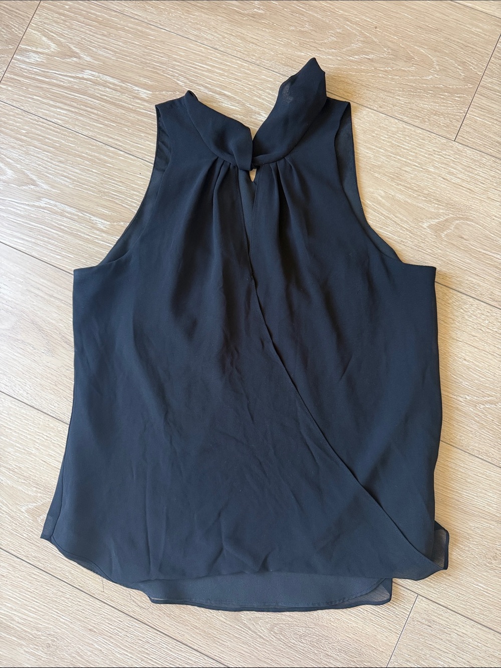 Calvin Klein Black Sleeveless Mock Neck Wrap-Front Tank